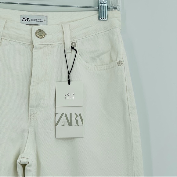 Zara Denim - Zara ripped high rise straight leg jeans